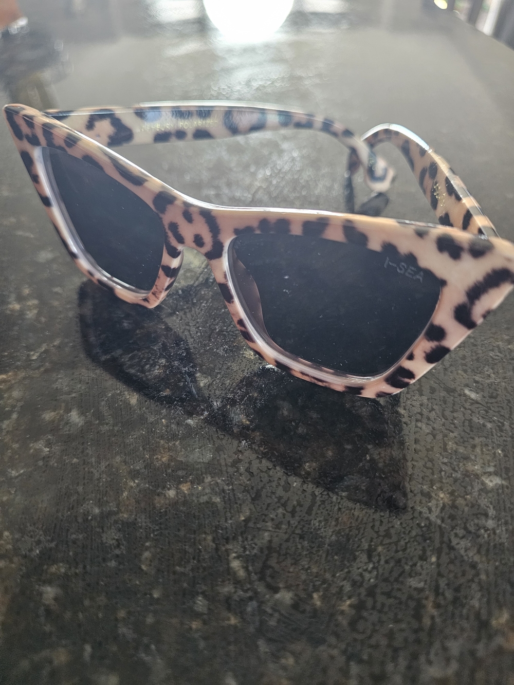 I-Sea Leopard Cat-Eye Sunglasses with Dark Lenses